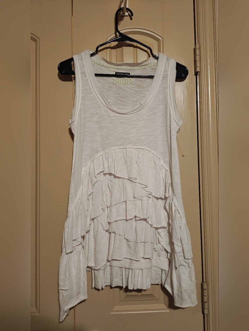 NWOT cha cha venti white tank ruffle bohemian Piratecore Western Sz M - Picture 4 of 7